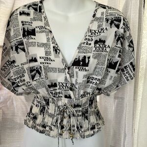 New Glory black & white “news print” top